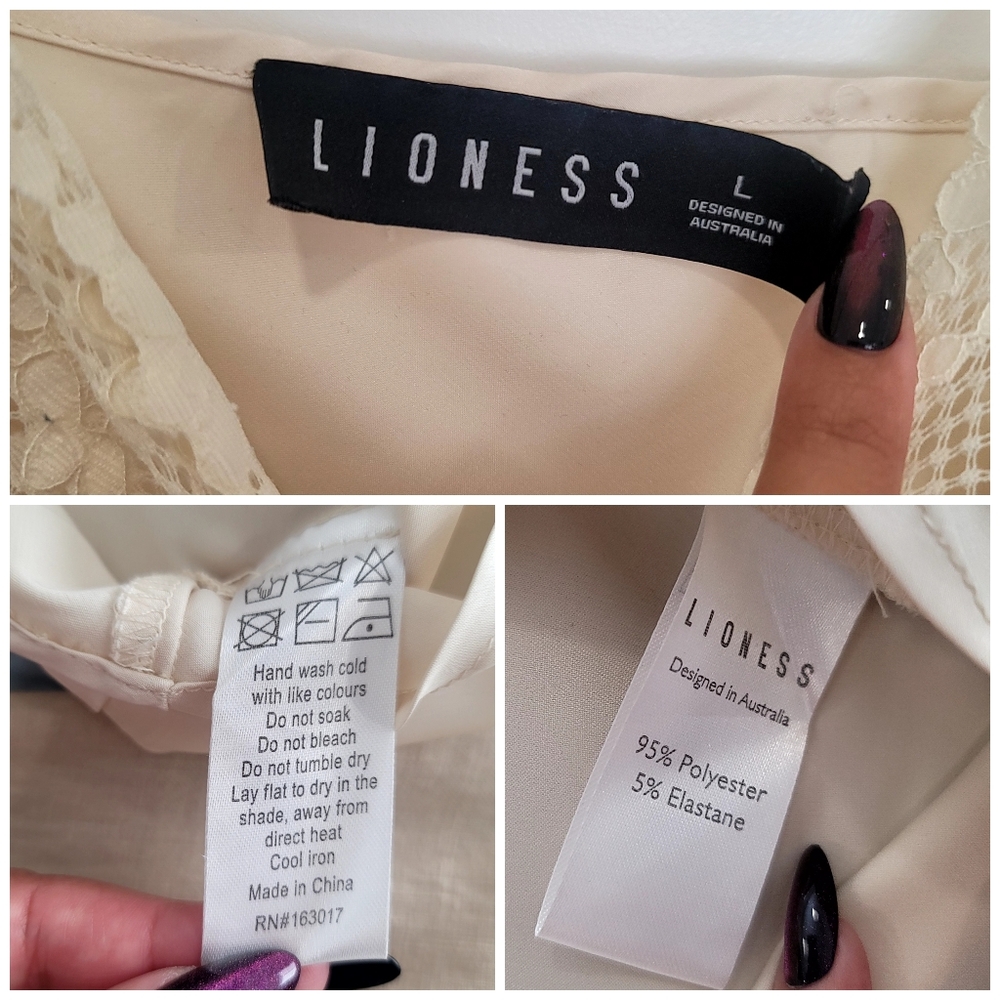 LIONESS Bel Air Mini Silk Satin Lace Dress Size L - Picture 17 of 17